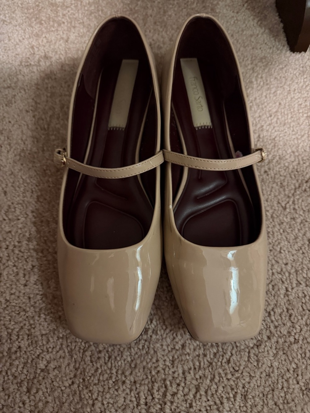 Franco Sarto 9.5 wide Nude Patent Mary Jane Flats